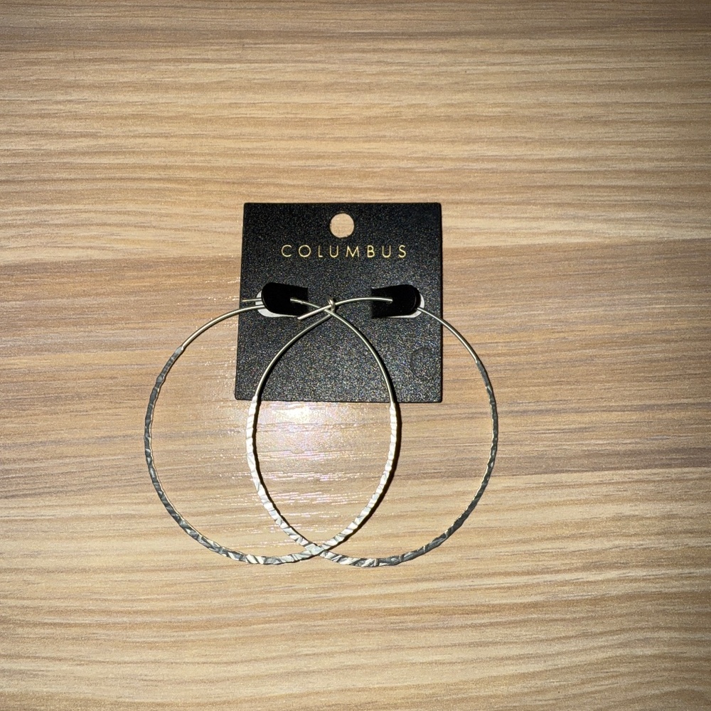 Silver Hammered Hoops